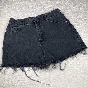 🔥Lee Distressed Denim Shorts Jeans Cut Off Dark Wash Charcoal Women Waist 32